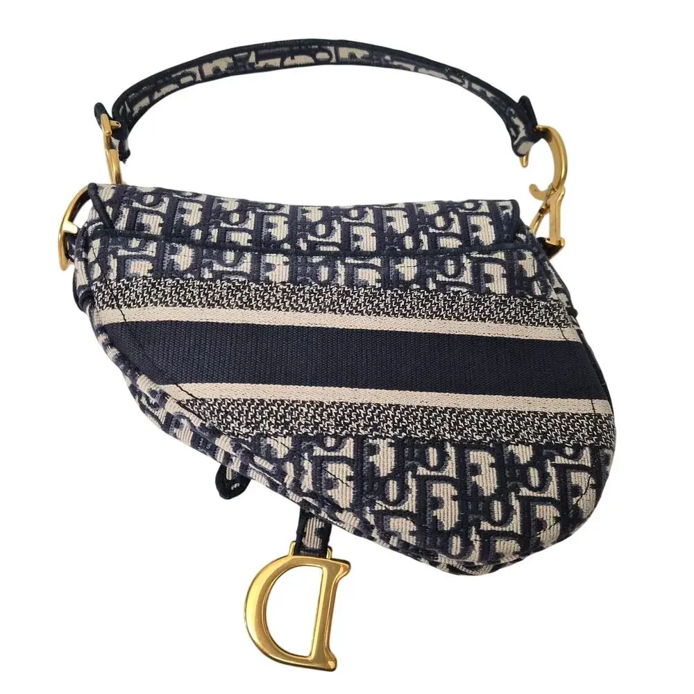 Christian Dior Logo Oblique Saddle Bag Blue - Picture 2 of 8